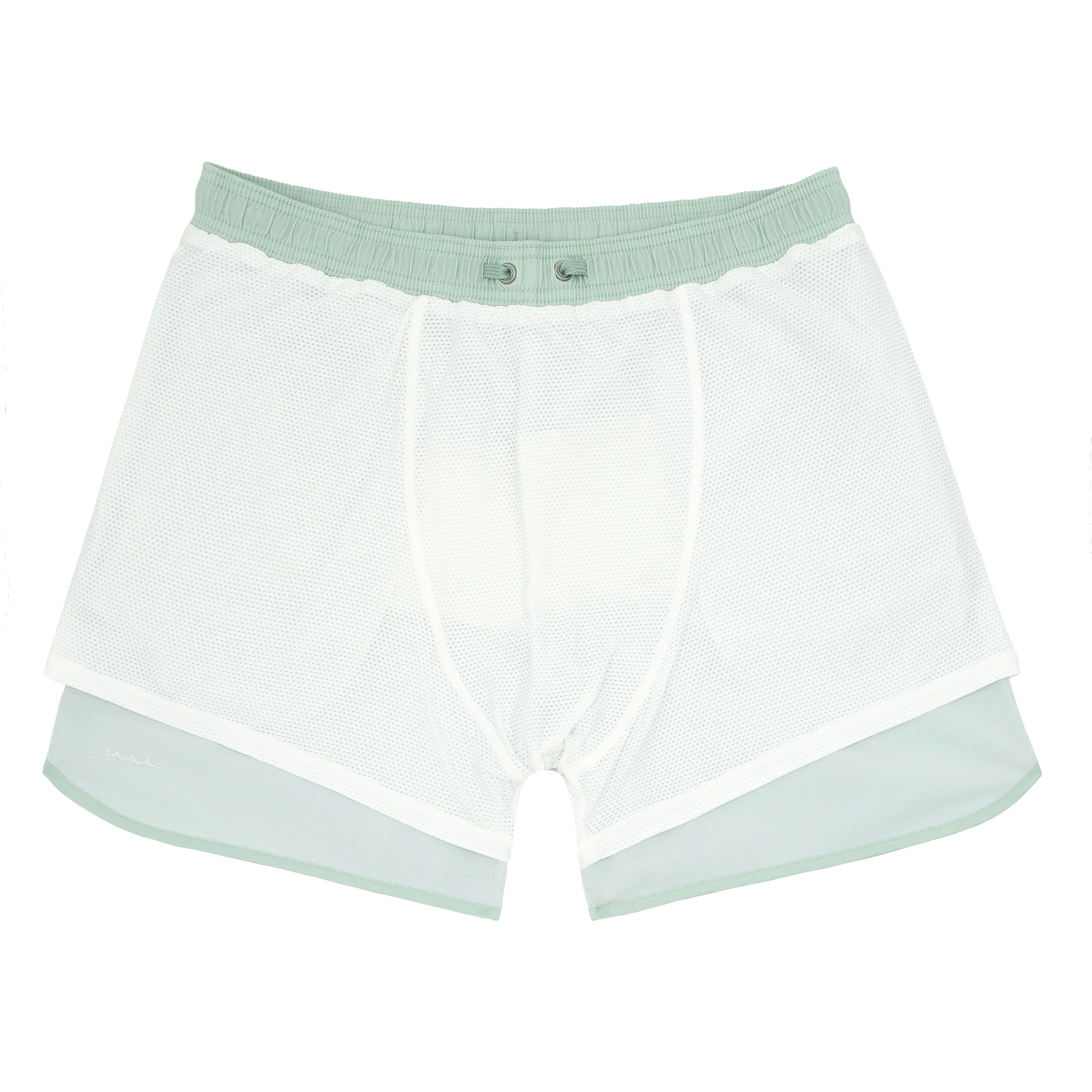 men's pistachio and cream colorblock boardie