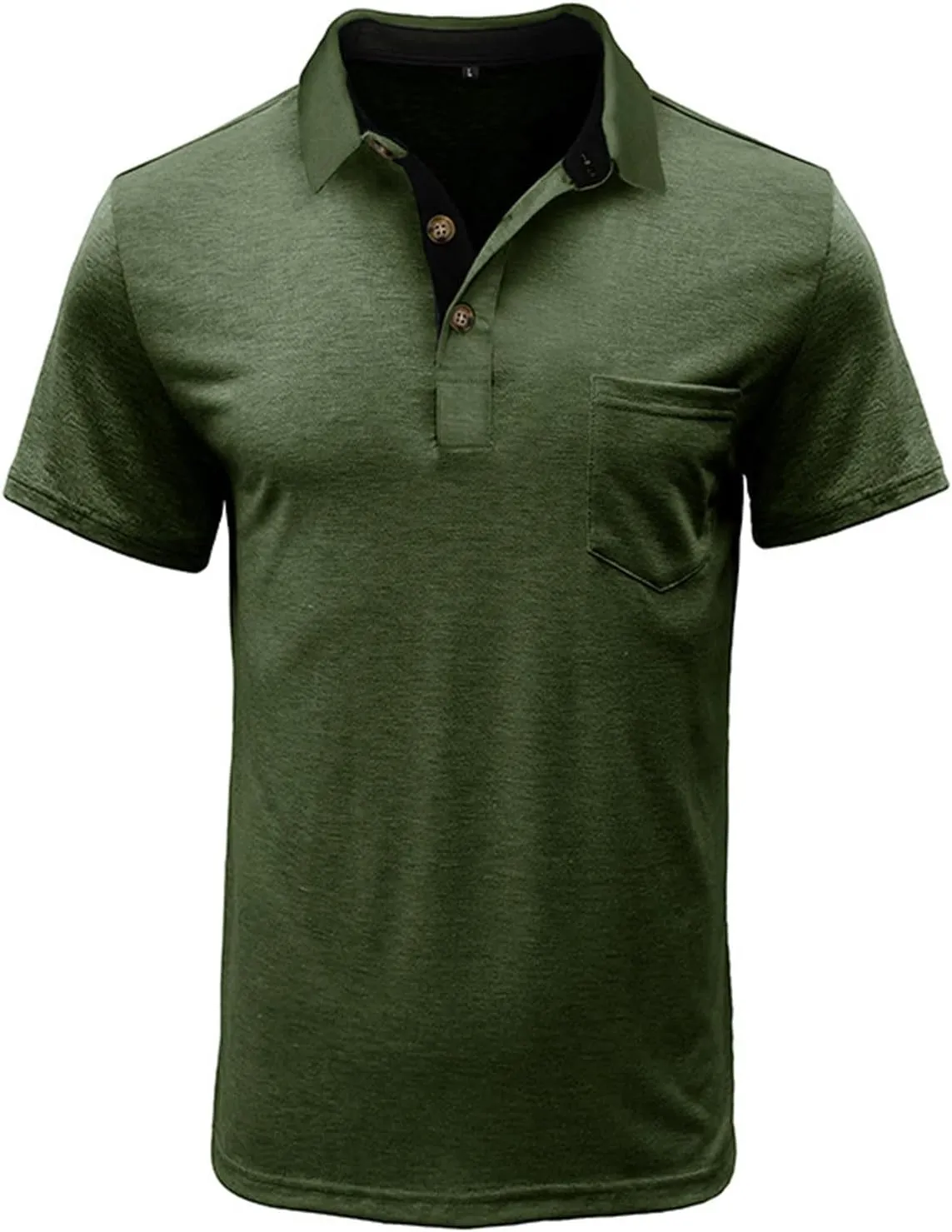 Men's Polo Shirt Moisture Wicking Performance Short Sleeve Golf Shirts Button Athletic Polo Collared Tennis T-Shirt