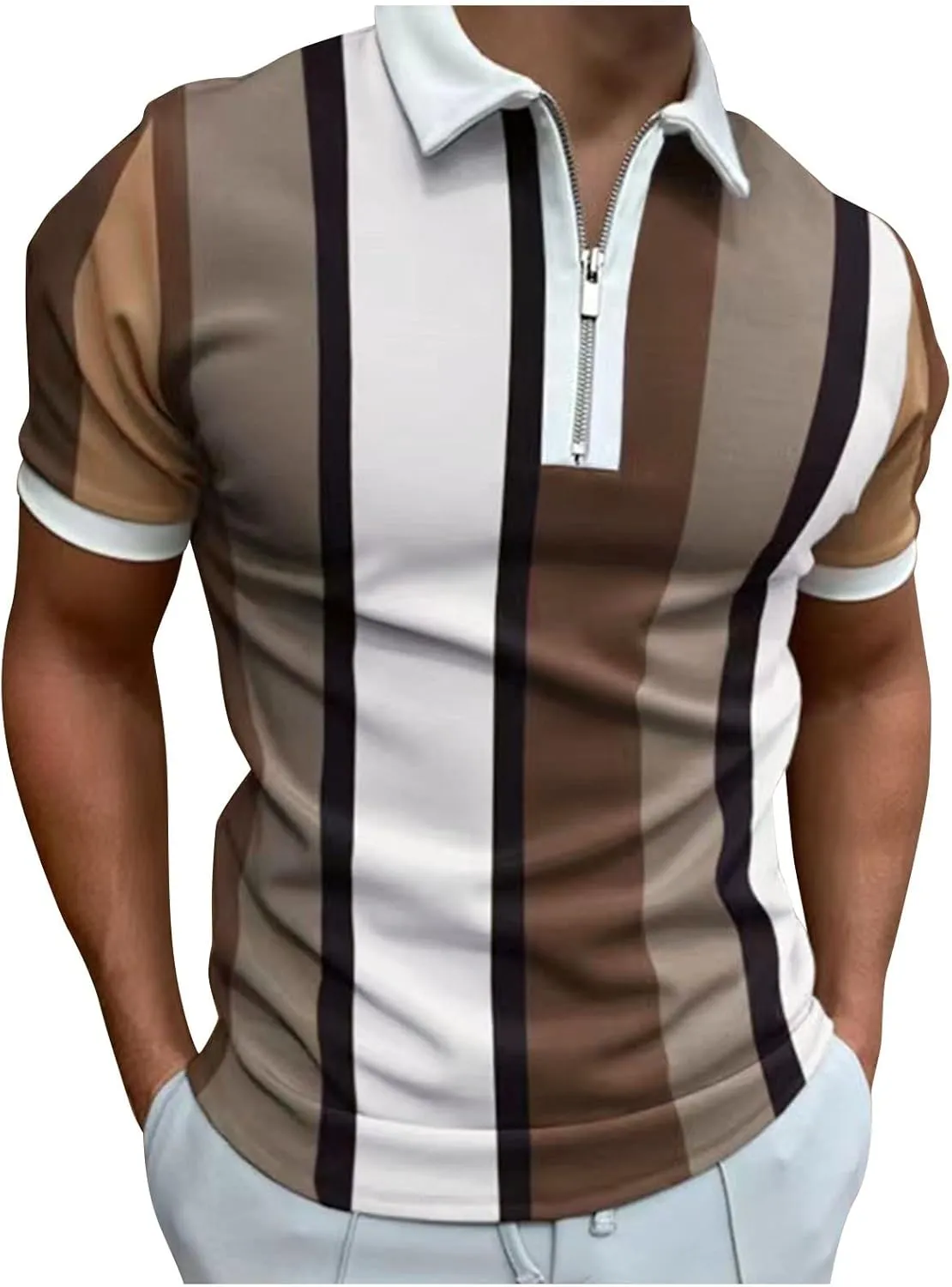 Men's Polo Shirt Short Sleeve Slim Fit Casual Polo Shirts Outdoor Summer Tshirts Big and Tall Sport Muscle Tee