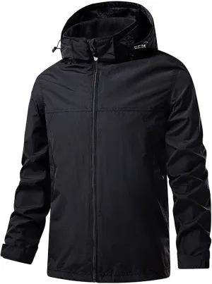Men's Shell Jacket Waterproof Windbreaker Lightweight Hooded Rain Coat for Men Outdoor Hiking Climbing Traveling