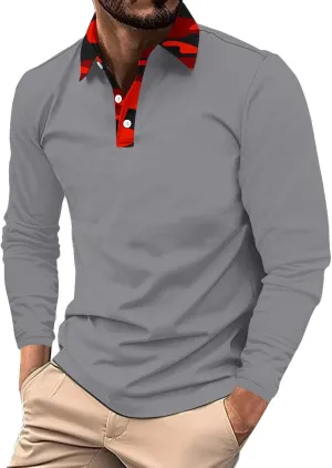 Mens Shirts Long Sleeve Breathable Shirts for Men Men Black Shirt Polo Shirts for Men Slim Fit Mens 3X Long Sleeve Shirts Men's Autumn and Winter Tops Large Polo Shirts for Men