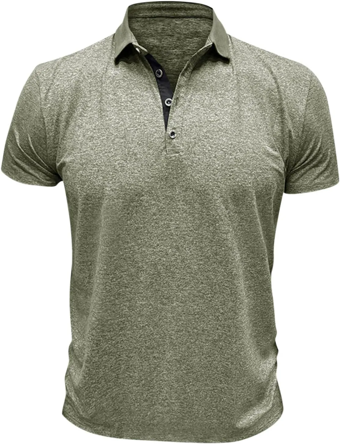 Mens Short Sleeve Shirts Lapel Collar Front Button T Shirt Solid Color Loose Fit Casual Lightweight Summer Tops