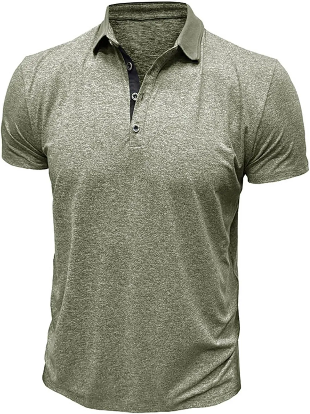 Mens Short Sleeve Shirts Lapel Collar Front Button T Shirt Solid Color Loose Fit Casual Lightweight Summer Tops