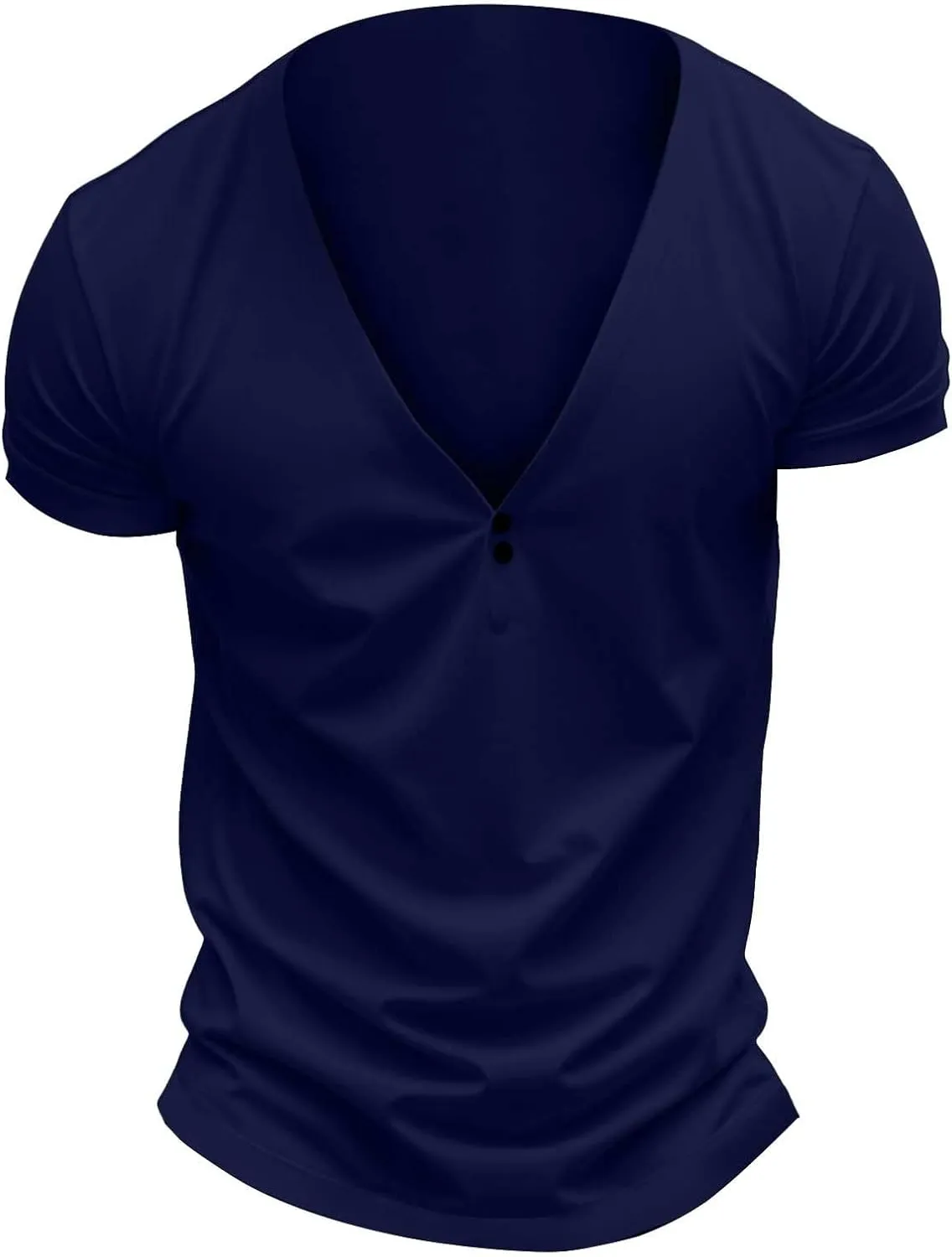 Mens Slim Fit Workout Shirts Deep V Neck Quick Dry Moisture Wicking Short Sleeve Athletic T-Shirts Summer Muscle Tees