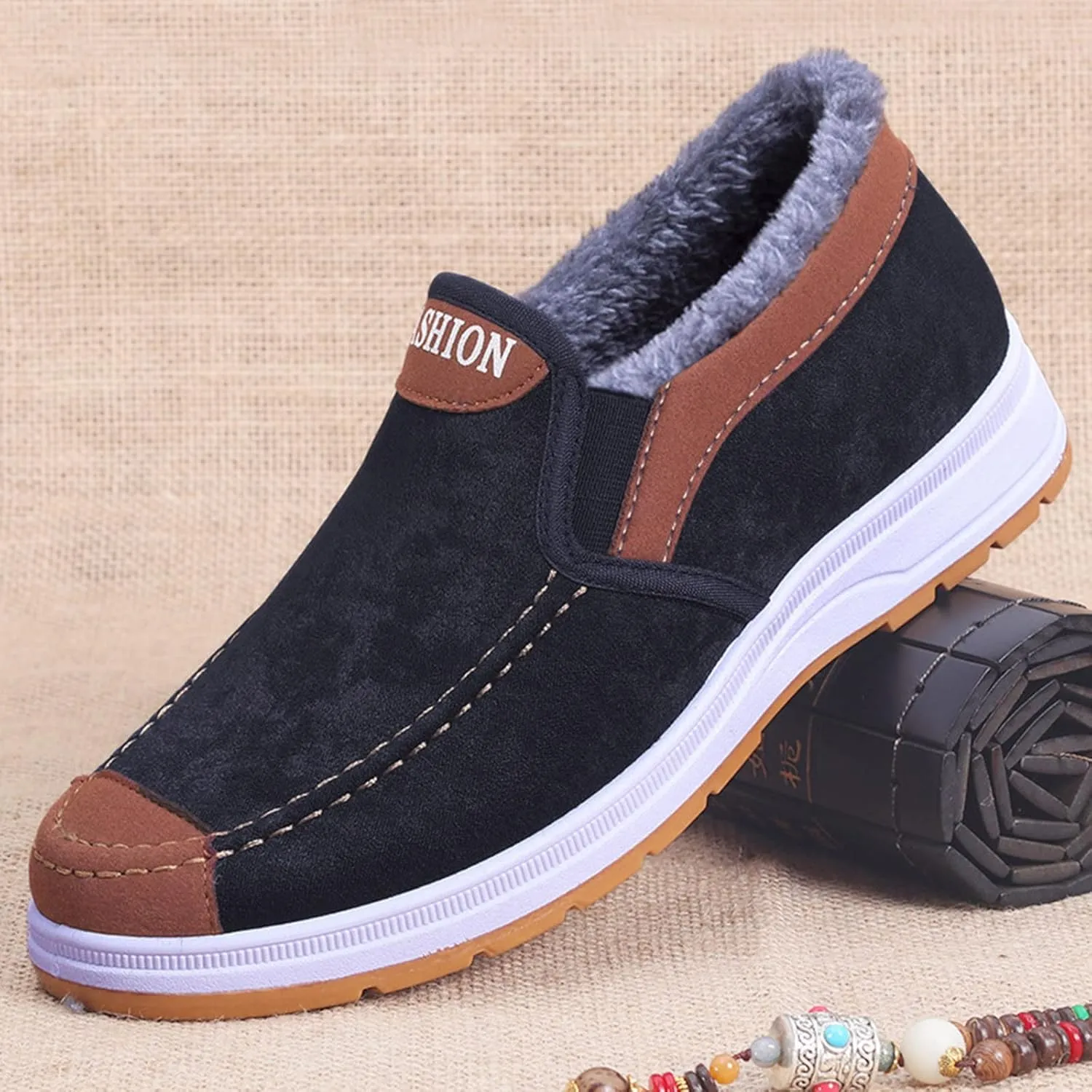 Mens Snow Shoes Pull-on Winter Walking Shoes Wide Toe Box Warm Ankle Boots aterproof Work Boots For Men