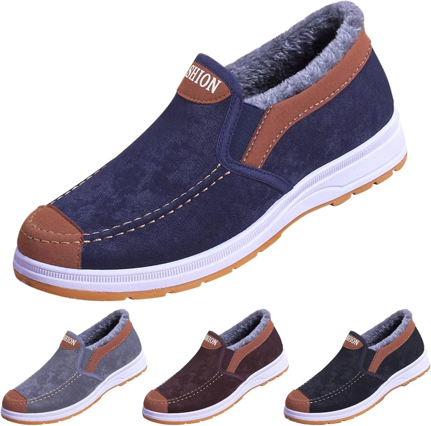 Mens Snow Shoes Pull-on Winter Walking Shoes Wide Toe Box Warm Ankle Boots aterproof Work Boots For Men