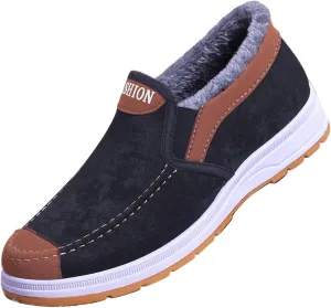 Mens Snow Shoes Pull-on Winter Walking Shoes Wide Toe Box Warm Ankle Boots aterproof Work Boots For Men