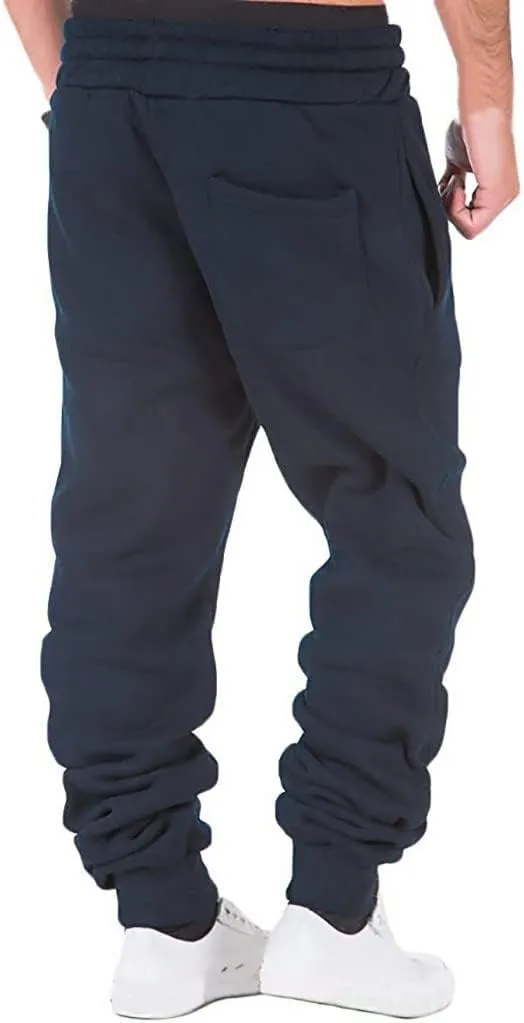 Mens Sweatpants Relaxed Fit Heavyweight Fleece Cargo Pants for Men Baggy Work Trousers Tactical Hiking Pants Joggers