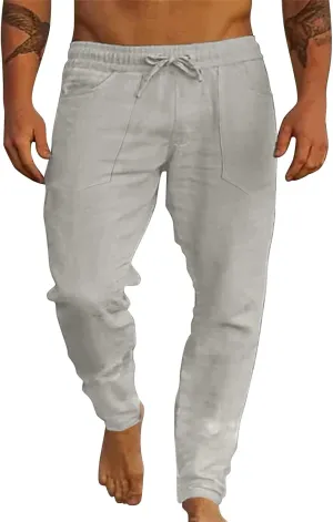 Mens Sweatpants with Pockets Big and Tall Joggers Fashion Men's Sport Color Bandage Casual Loose Sweatpants Drawstring