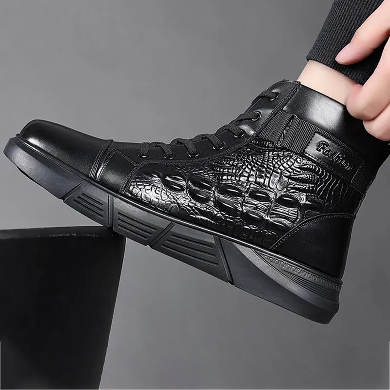 Men's Waterproof Warm Faux Leather Snow Boots