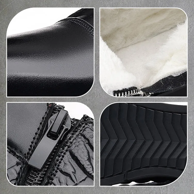 Men's Waterproof Warm Faux Leather Snow Boots