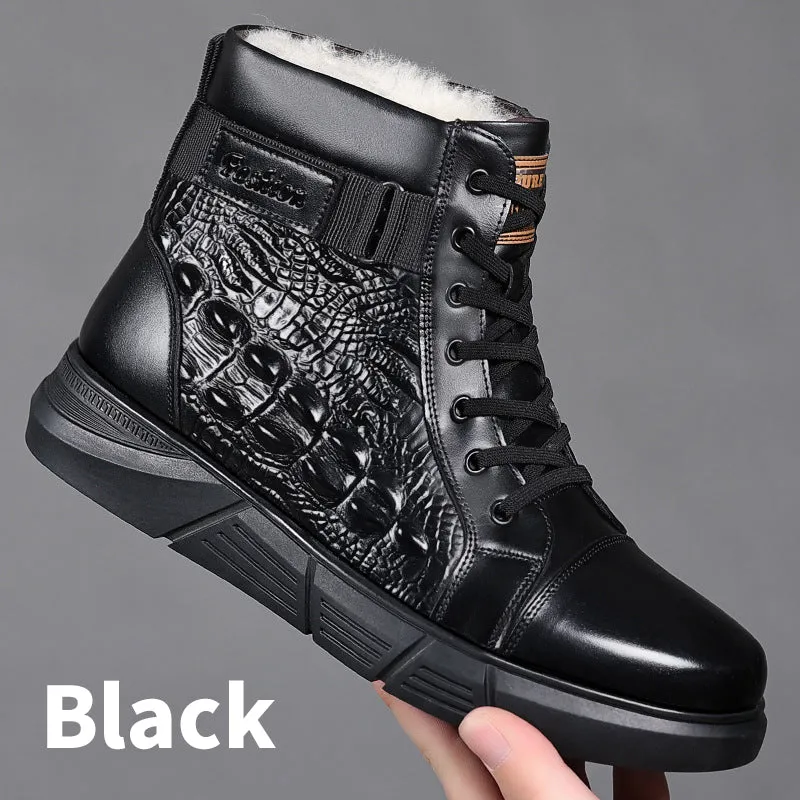 Men's Waterproof Warm Faux Leather Snow Boots