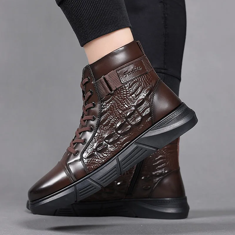Men's Waterproof Warm Faux Leather Snow Boots