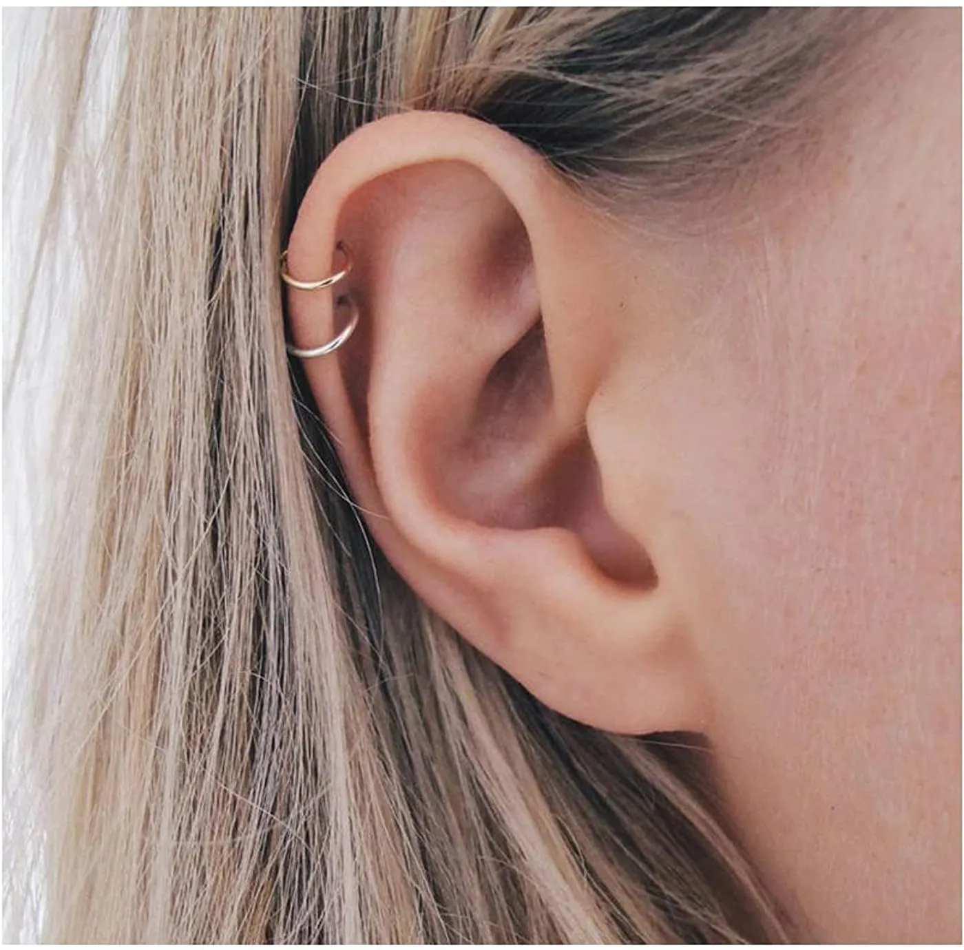 Milacolato 8Pcs 925 Sterling Silver Ear Cuffs: Adjustable Non Piercing Cuff Earrings Minimalist Fake Helix Cartilage Earcuff, Dainty Clip-on Earrings Hypoallergenic with 14K Gold Plating for Women Men