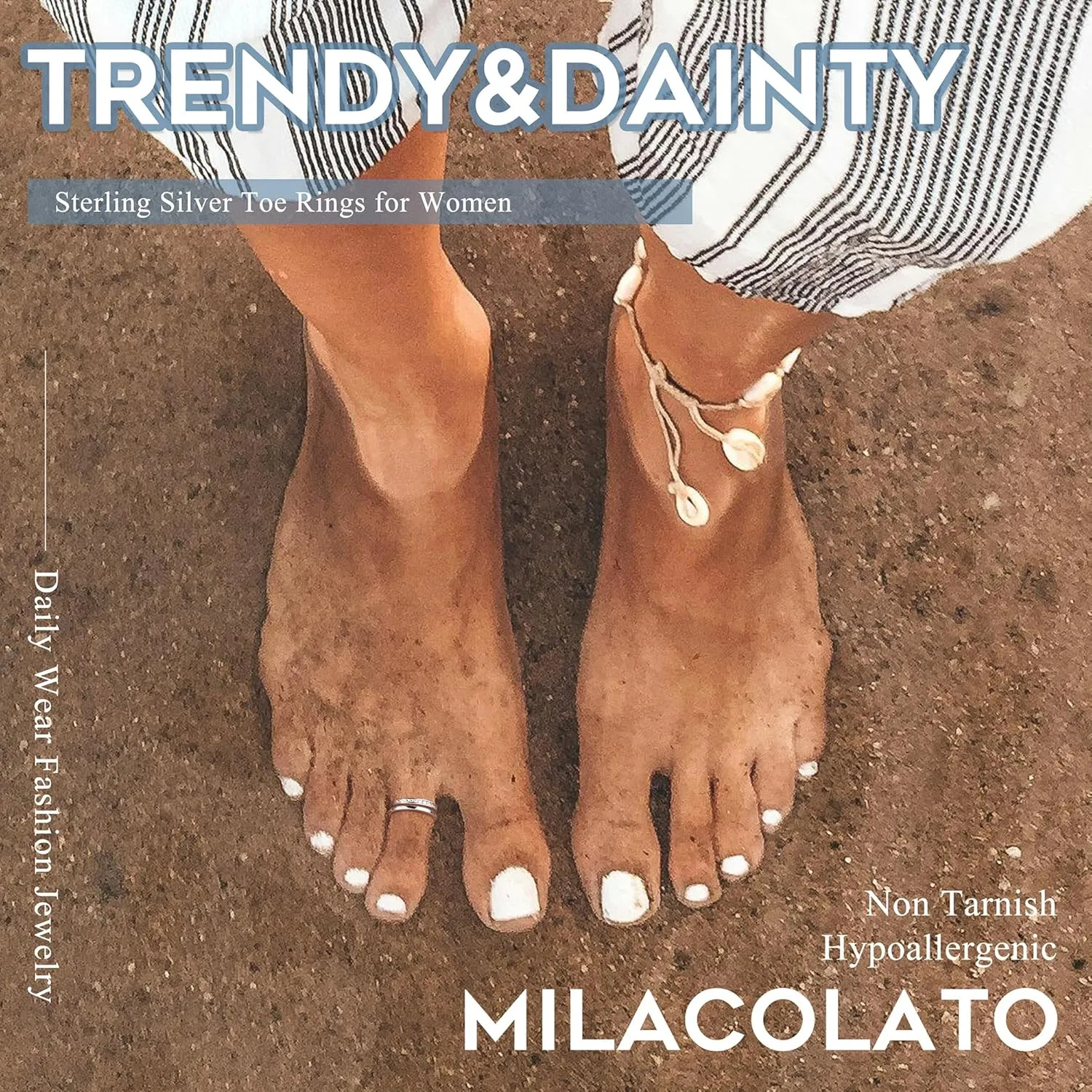 Milacolato 925 Sterling Silver Toe Rings for Women 18K White Gold Plated Arrow Heart Infinity Vintage Celtic Knot Teardrop Daisy Flower Stylish Toe Rings Adjustable Toe Band Rings Summer Beach Foot Jewelry
