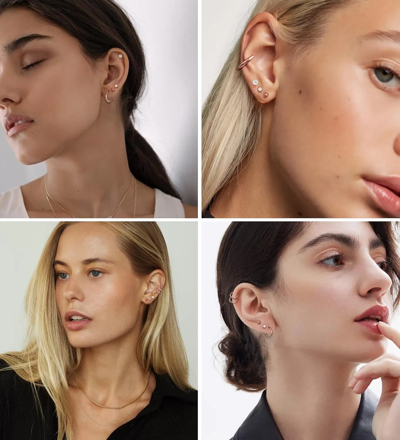 MJust 5 Pairs G23 Titanium Flat Back Earrings for Women & Men with Sensitive Ears  Hypoallergenic 20G Studs & Hoops with CZ, Opal, Pearl Designs for Cartilage
