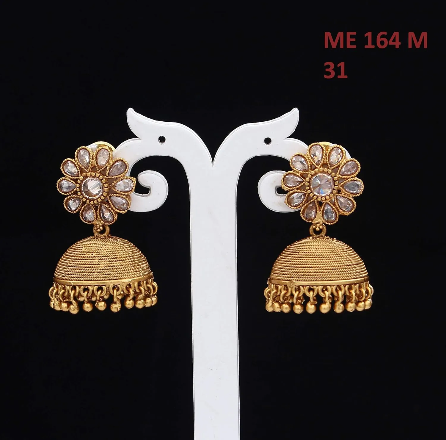 Modern Looking Earrings Gold Plated Beautiful Stone Studded Enamelled Handcrafted Dangle & Drop Jewellery Gift for Girlfriend Sister Love Wife