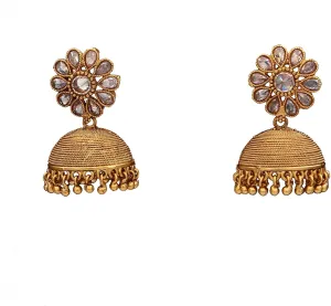 Modern Looking Earrings Gold Plated Beautiful Stone Studded Enamelled Handcrafted Dangle & Drop Jewellery Gift for Girlfriend Sister Love Wife