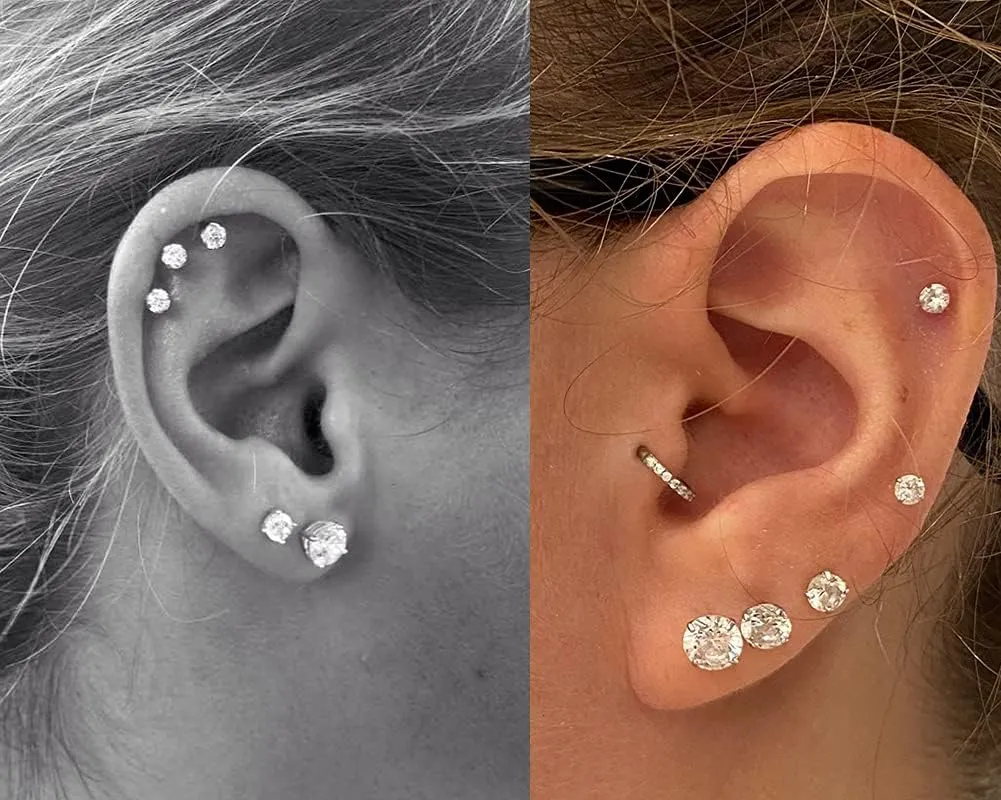 MODRSA Tragus & Helix Piercing Earrings - Flat Back, Forward Helix, Cartilage & Tragus Jewelry