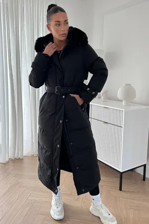 Molly Black Padded Faux Fur Coat