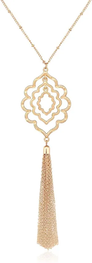 MOLOCH Long Necklaces For Woman Minimalist Geometric Circle Pendant Necklaces Bohemia Tassel Fringe Necklace Set Statement Pendant