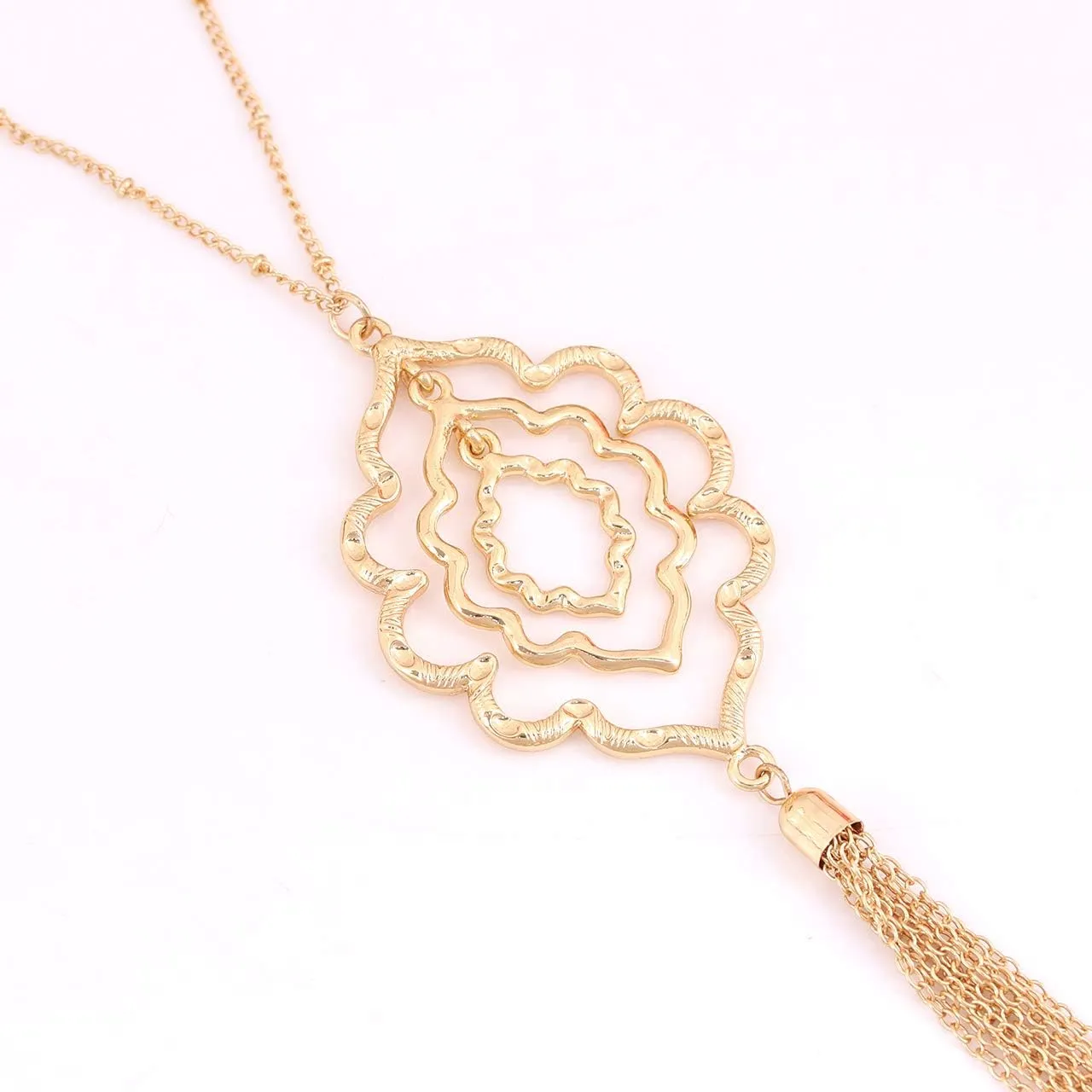 MOLOCH Long Necklaces For Woman Minimalist Geometric Circle Pendant Necklaces Bohemia Tassel Fringe Necklace Set Statement Pendant