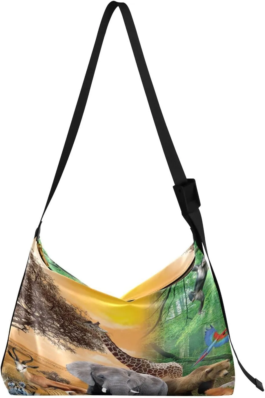 Natural Animals Hobo Crossbody Bags for Women Leather Large Shoulder Bag Cross Body Fall Spring Zoo Trendy Womens Tote Bags Handbag for Travel Shopping