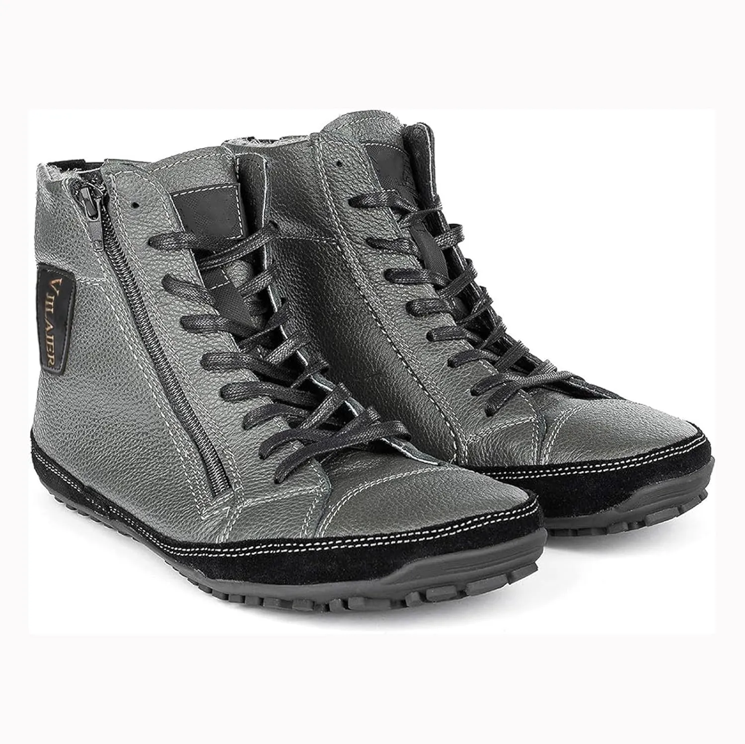 Non-Slip aterproof Fu Lined Barefoot Shoe Lac Up Snow Shoes for Men Winter Padded Warm Cold Weather Sneaker