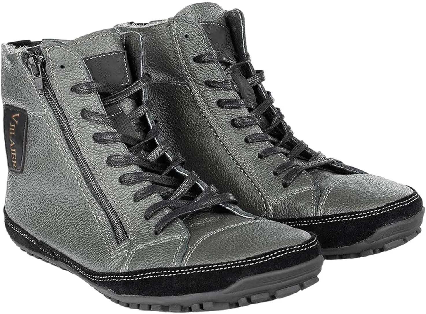 Non-Slip aterproof Fu Lined Barefoot Shoe Lac Up Snow Shoes for Men Winter Padded Warm Cold Weather Sneaker