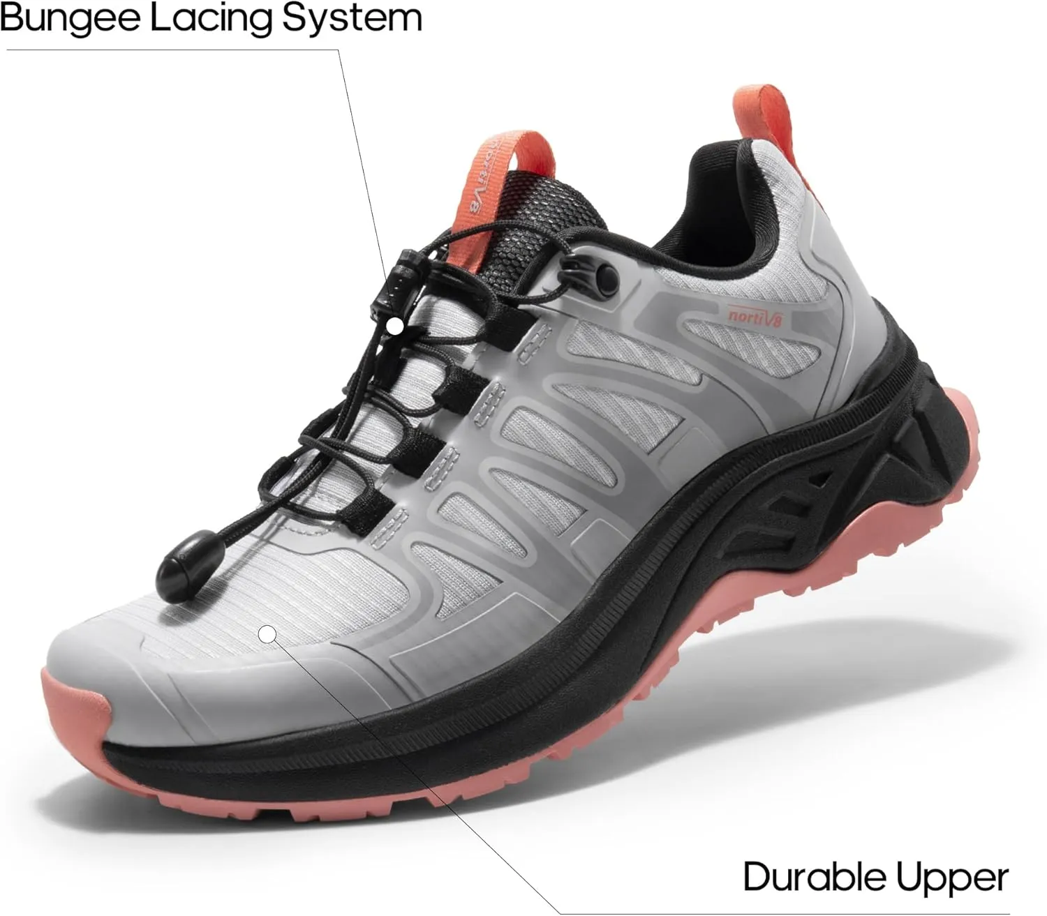 NORTIV 8 Women's Quick Laces Hiking Shoes Lightweight Walking Outdoors Trekking Trails Camping Casual Sneakers