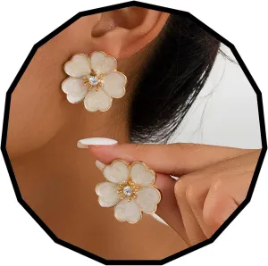 Olbye Flower Earrings Gold Stud Earrings Floral Dangle Drop Earrings Trendy Earrings Jewelry for Women