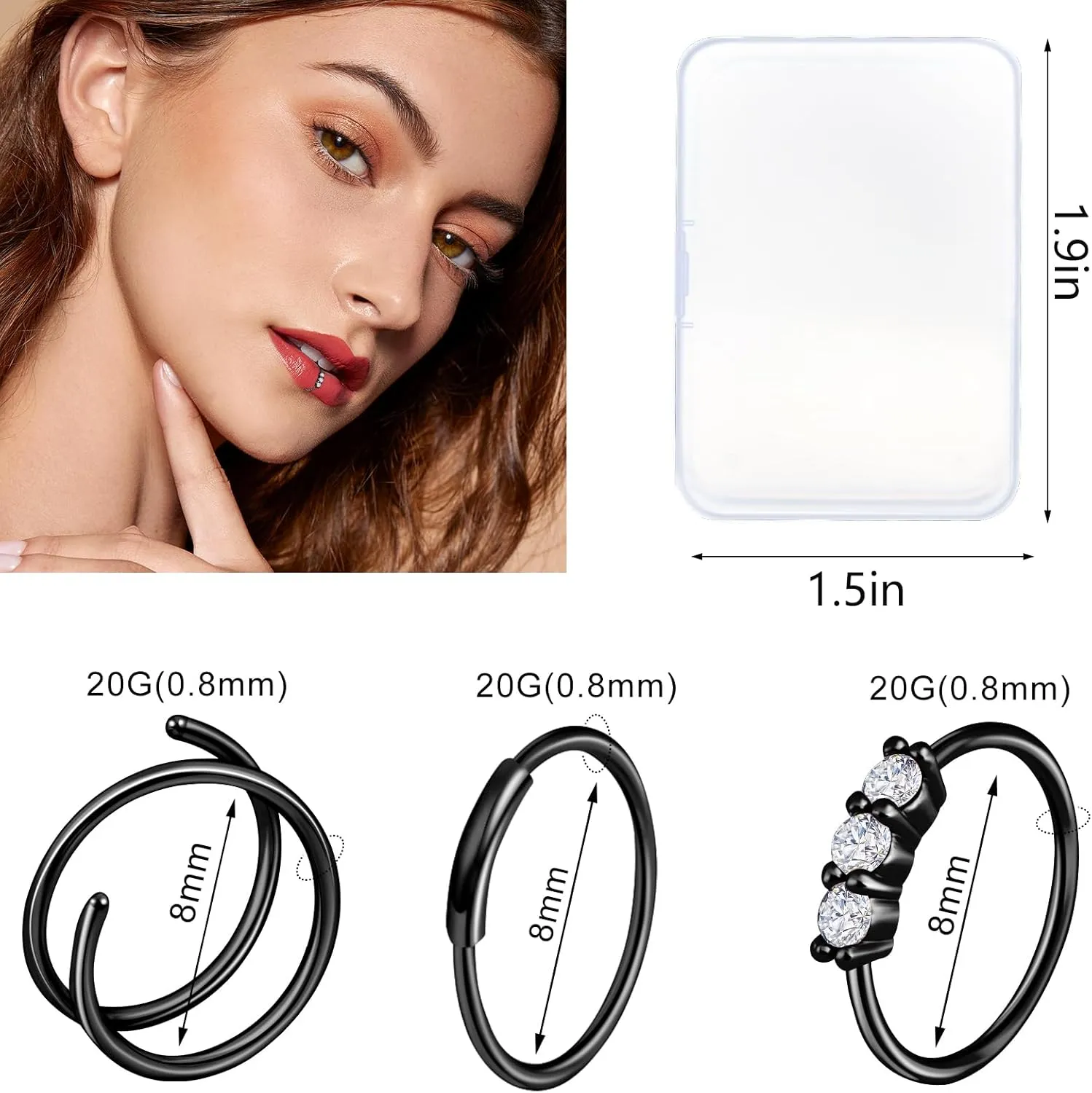 ONESING 23-40 Pcs Gold Nose Rings & Studs - 18G & 20G Nose Piercing Jewelry - L Shape, Hoop & Screw Body Jewelry for Women & Men