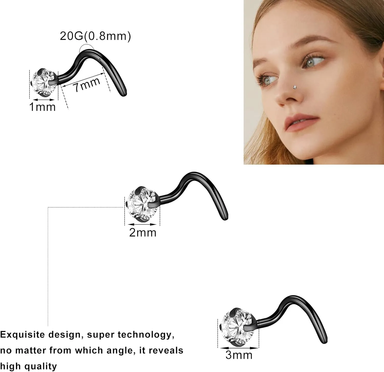ONESING 23-40 Pcs Gold Nose Rings & Studs - 18G & 20G Nose Piercing Jewelry - L Shape, Hoop & Screw Body Jewelry for Women & Men