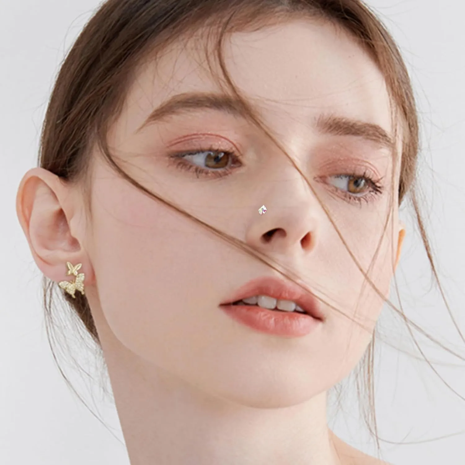 ONESING 36-44 Pcs 18G 20G Nose Rings Studs Nose Rings for Women Nose Piercings Jewelry Surgical Stainless Steel Nose Studs Moon Star Heart Butterfly Hypoallergenic Body Piercing Jewelry for Women Men