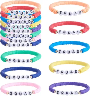 Ornaland 8 Pcs Heishi Surfer Bracelets Set Acrylic Word Preppy Bracelets Multi-Layer Stackable Friendship Bracelets Bohemia Summer Beach Jewelry for Women