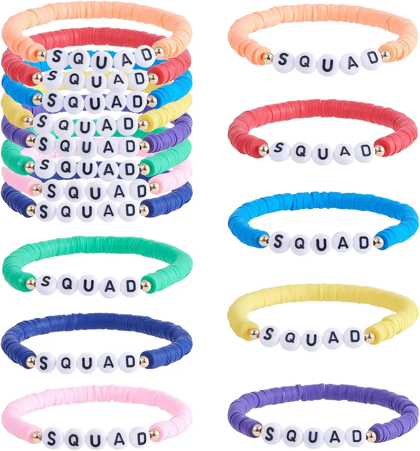 Ornaland 8 Pcs Heishi Surfer Bracelets Set Acrylic Word Preppy Bracelets Multi-Layer Stackable Friendship Bracelets Bohemia Summer Beach Jewelry for Women