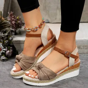 Orthopedic Platform Wedge Sandals for Women Summer Dressy 2025 Flat Open Toe Ankle Strap Espadrilles Casual Strappy Slip on Beach Boho Sandal Comfortable