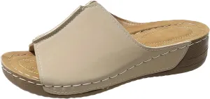Orthopedic Sandals 2024 New Summer Dressy Leather Orthopedic Wedge Sandals Comfortable Platform Arch Support Slip Sandals