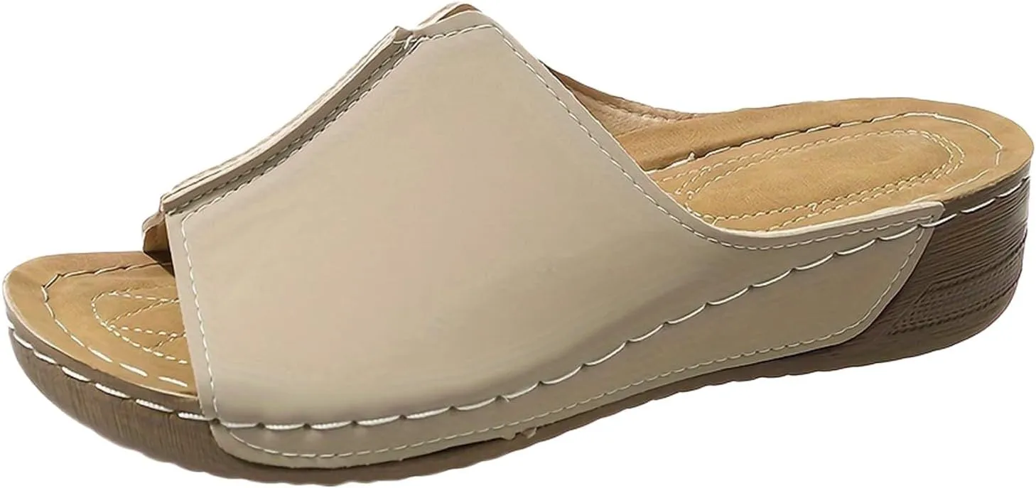Orthopedic Sandals 2024 New Summer Dressy Leather Orthopedic Wedge Sandals Comfortable Platform Arch Support Slip Sandals