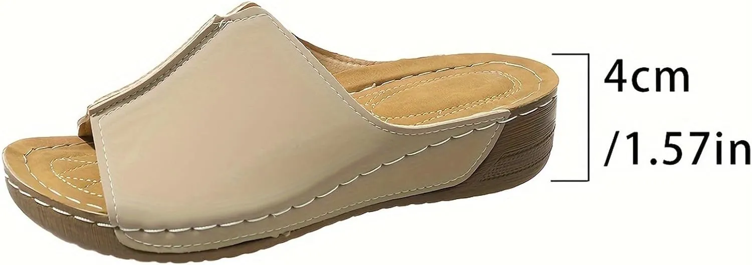 Orthopedic Sandals 2024 New Summer Dressy Leather Orthopedic Wedge Sandals Comfortable Platform Arch Support Slip Sandals