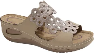 Orthopedic Sandals for Women Comfortable Low Wedge Slides Sandals Fish Mouth Hollow Out Flower Slippers Fashion Casual Slip On Summer Shoes Indoor Outdoor