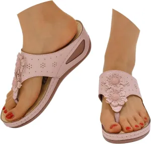 Orthopedic Sandals for Women Wide Width Summer Breathable Cutout Open Toe Flip Flops Comfortable Beach Sandals