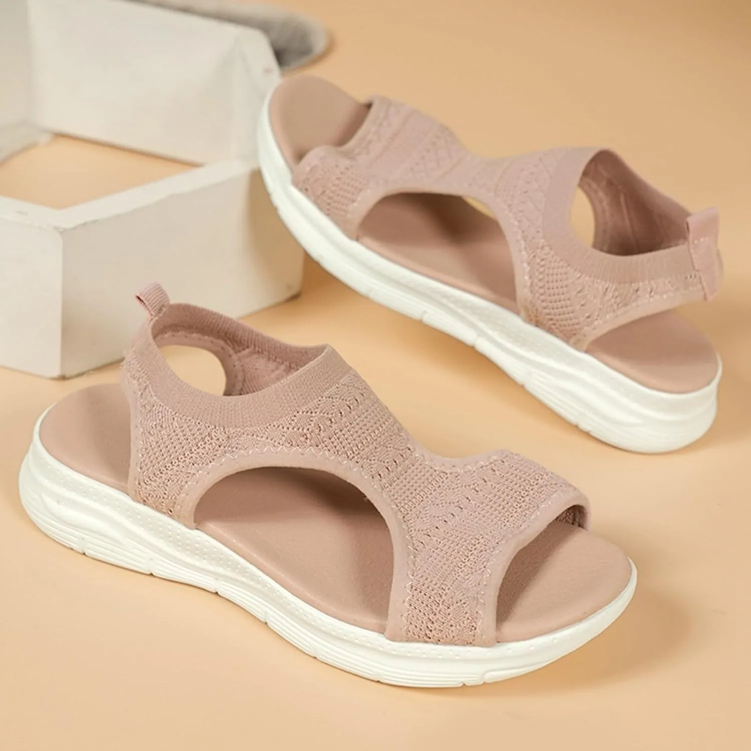 Orthopedic Sandals Women Arch Support Walking Sandals Comfortable Plantar Fasciitis Sport Sandal Mesh Thick-Soled Platform Shoes Open Toe Non-Slip Fishmouth Flying Woven Dress Sports Athletic