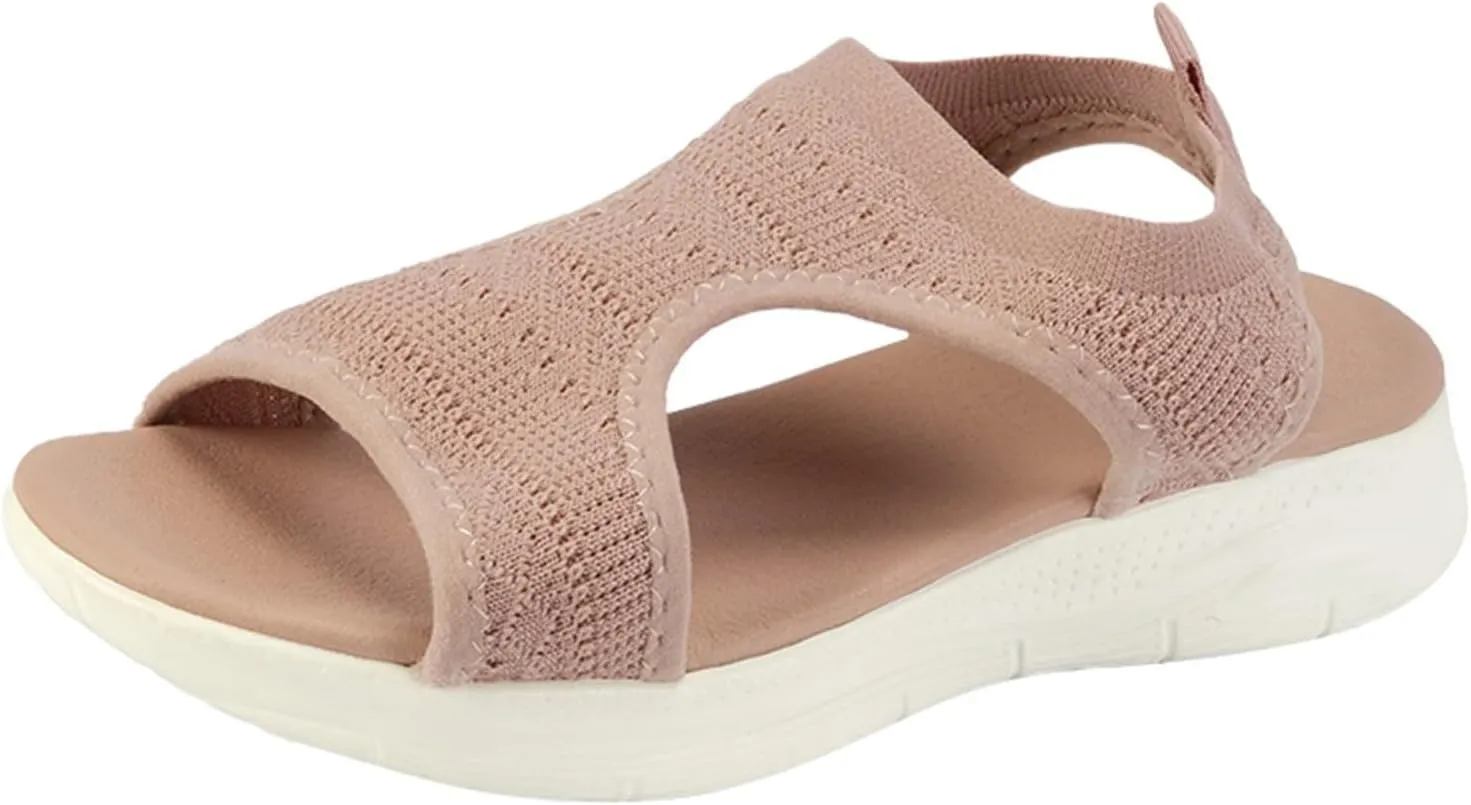 Orthopedic Sandals Women Arch Support Walking Sandals Comfortable Plantar Fasciitis Sport Sandal Mesh Thick-Soled Platform Shoes Open Toe Non-Slip Fishmouth Flying Woven Dress Sports Athletic
