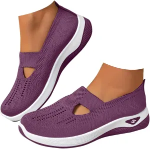 Orthopedic Shoes for Women Wide Width, Women Breathable Mesh Walking Shoes Comfortable Slip on Sneakers, Non Slip Food Service Lightweight Sneaker, Comfort Nurse Shoe Arch Support Sneakers