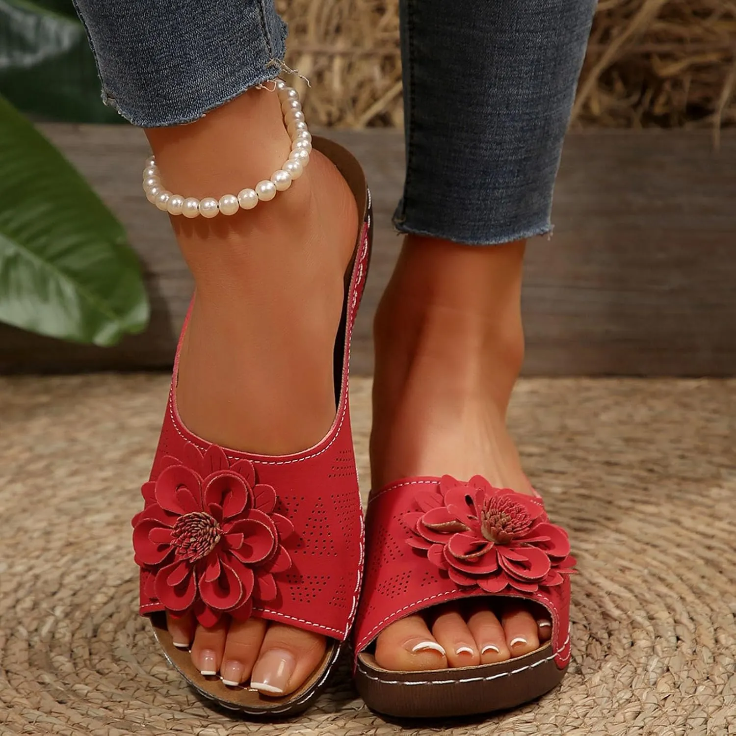 Orthopedic Wedge Sandals for Women Summer Dressy 2025,Comfortable Non-slip Open-Toe Dress Platform Wedges Arch Support Slip on Shoes