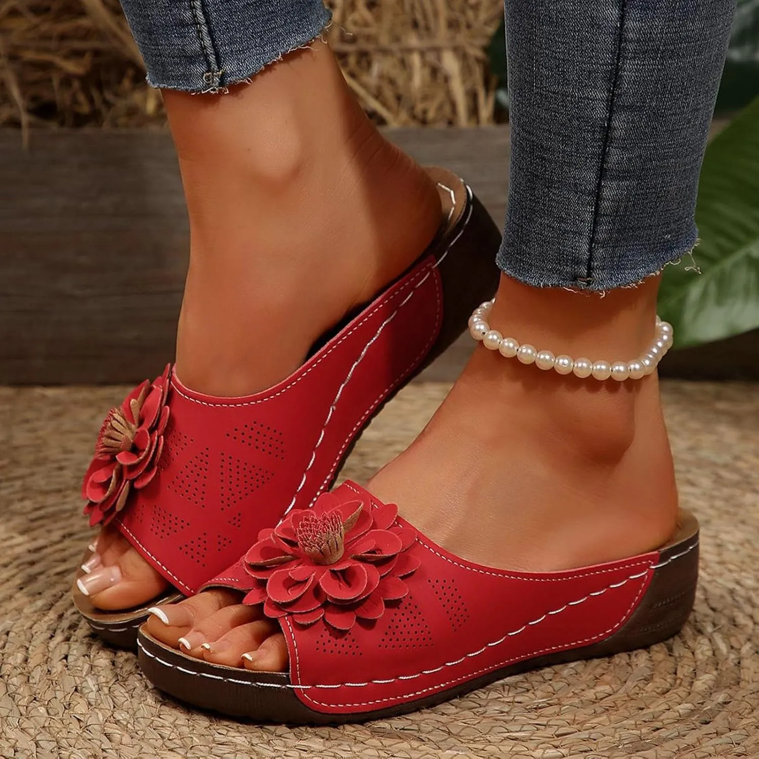 Orthopedic Wedge Sandals for Women Summer Dressy 2025,Comfortable Non-slip Open-Toe Dress Platform Wedges Arch Support Slip on Shoes