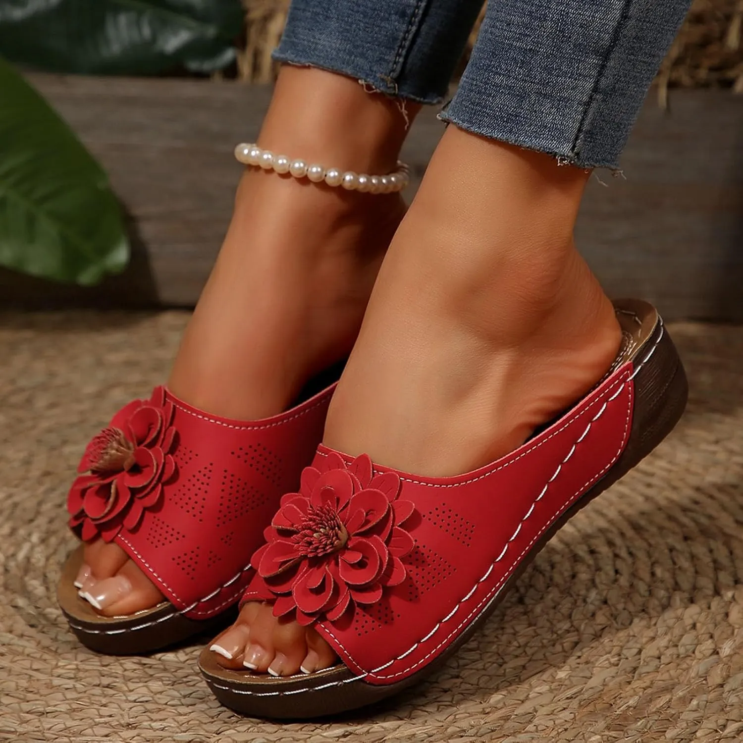 Orthopedic Wedge Sandals for Women Summer Dressy 2025,Comfortable Non-slip Open-Toe Dress Platform Wedges Arch Support Slip on Shoes