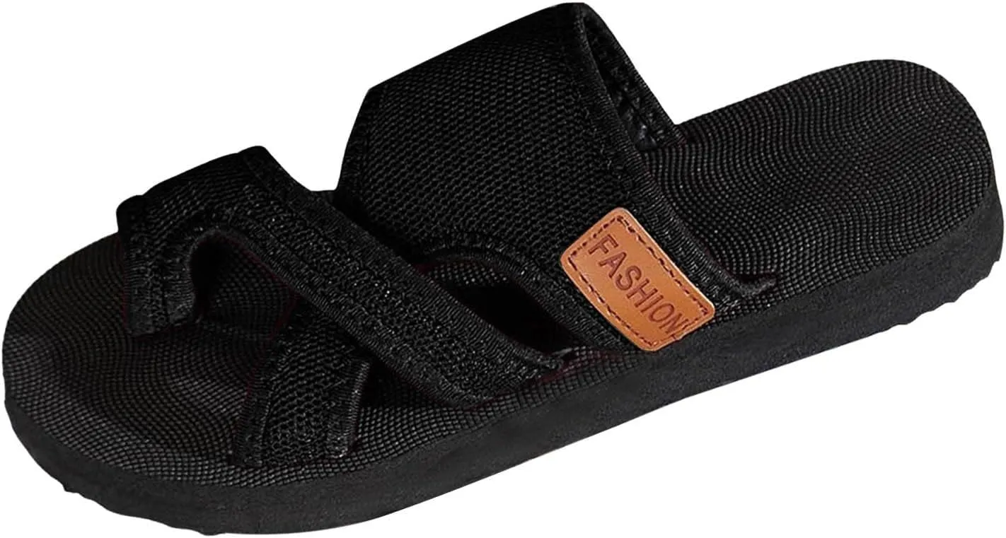 Orthowalkway Flat Sandals for Women Wide Feet,Ring Toe Slip on Walking Sandals Breathable Mesh Orthopedic Slippers