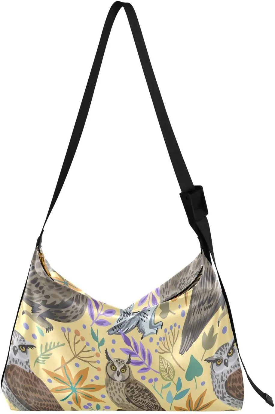 Owl Fall Forest Hobo Crossbody Bags for Women Leather Large Shoulder Bag Cross Body Cartoon Animal Trendy Womens Tote Bags Handbag for Travel Shopping